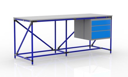 Dielenský stôl s kontajnerom s tromi zásuvkami šírka 2000 mm, 240405315 - 3